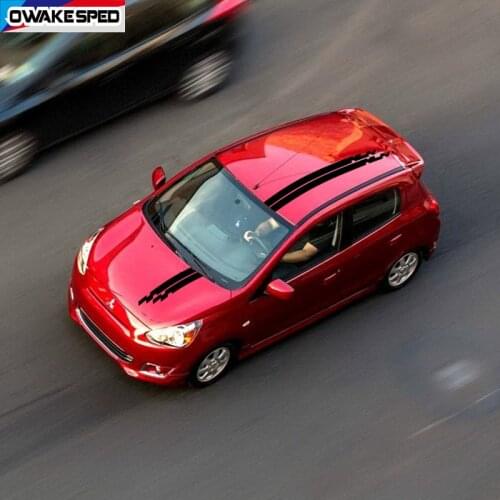 2pcs Racing Sport Stripes For Mitsubishi MIRAGE Car Styling Body Vinyl Film Decals Accessories Auto Hood Roof Decor Stickers