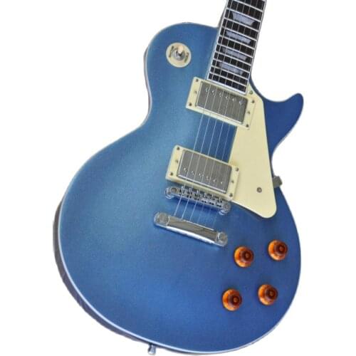 2021 Top Quality FP-3009, Metal Blue Color, Solid Body ,Ebony Fretboard, Yellow PickGuard, Standard LP Electric Guitar