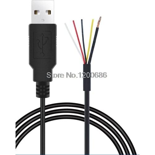 2854-30AWG Shielded USB USB 2.0 Female Cable Pigtail 0.3M USB Jack 4 wires Power Pigtail Cable Cord DIY
