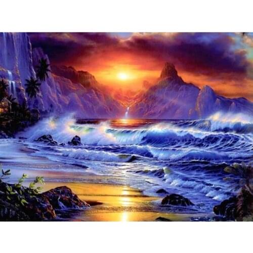 "3D Nature Diamond Embroidery Full Drill Diamond Painting Waterfall Forest 5D Diy Diamond Painting Cross Stitch Rhinestone Jq31