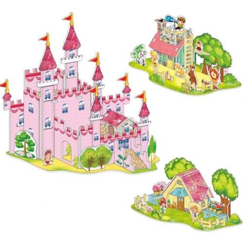 4Pcs/Set 3D Jigsaw Realistic Hand-eye Ability Training DIY City Landscape Puzzle Parent-children Interaction Game Birthday Gift