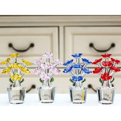 4 COLORS EXQUISITE CRYSTAL FLOWER TREE GLASS FENG SHUI CRAFTS HOME DECOR WEDDING DECOR FIGURINES SOUVENIRS DECOR ORNAMENT