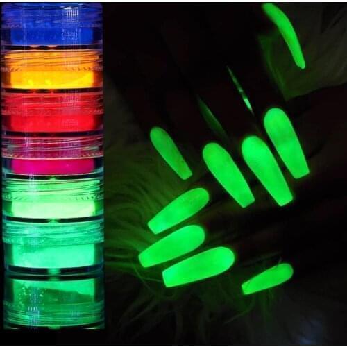 6pcs/Set Blue Red Nail Powder For Nails Eyeshadow Pigment Fluorescence Holo Spangle Nail Glitter Shining Chrome Dust Decoration