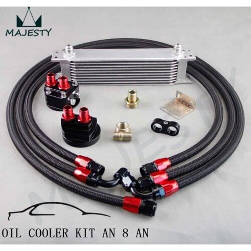 AN-8AN 10 ROW UNIVERSAL FILTER RELOCATION OIL COOLER NYLON BRAIDED OIL LINE KIT
