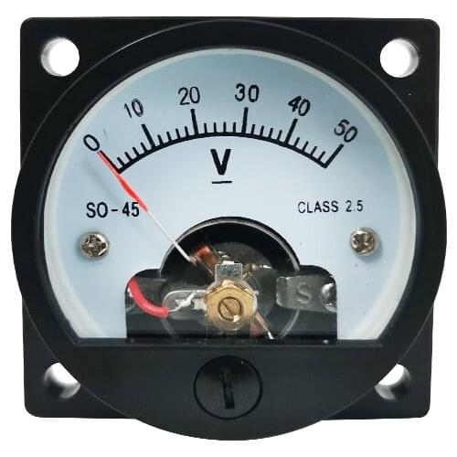 1PC SO-45-V 5V 10V 15V 20V 30V 50V 100V 300V DC Direct Analog Meter Panel Gauge DC Voltage Current Meter 47*47MM Round Voltmeter