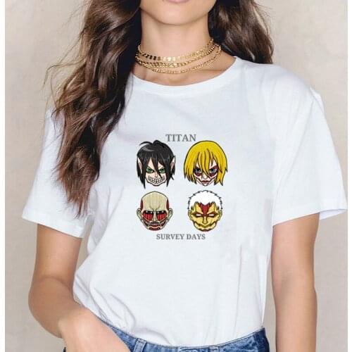 Titan Survey Days Printed New Arrival Japan Anime Attack on Titan Womens T Shirt Eren Jaeger Graphic Harajuku Style Cotton Tee