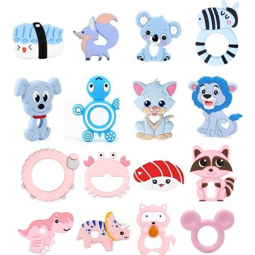 1PC Baby Teething Toys Cartoon Dinosaur Koala Animal Baby Teether Rodent For Pacifier Chain Food Grade Toys Baby Teether