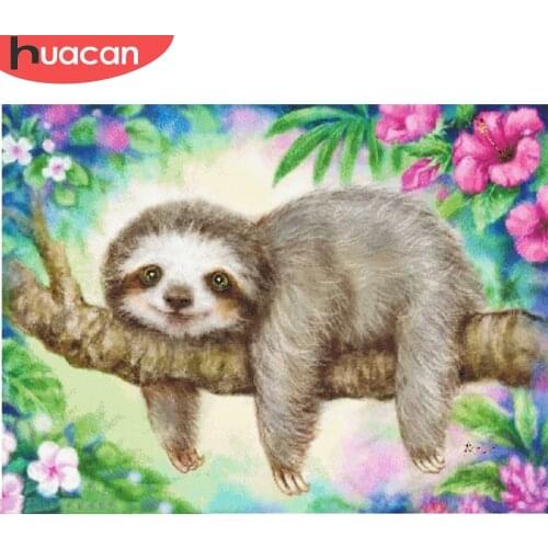 HUACAN New Diamond Painting Sloth Full Square/Round Drill 5D DIY Diamond Embroidery Animal Needlework Art Decorations Home