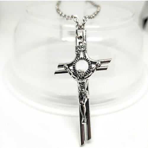 Jesús Cruz INRI Crucifijo Jesús Punk Aleación Colgante Collar Hombres Mujeres Joyería De moda Regalos