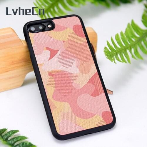 LvheCn Silicone Rubber Phone Case Cover for iPhone 6 6S 7 8 Plus X XS XR 11 12 Mini Pro Max Pastel Pink Camo