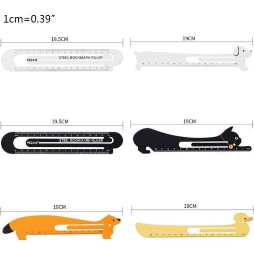 Cartoon Metal Bookmark Ruler Book Holder Clip Measuring Scale School Supplies