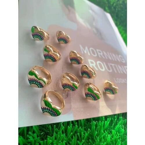 Fashion Micro Pave Spirit rainbow Heart Adjustable opening Ring Banquet Wedding Party Jewelry