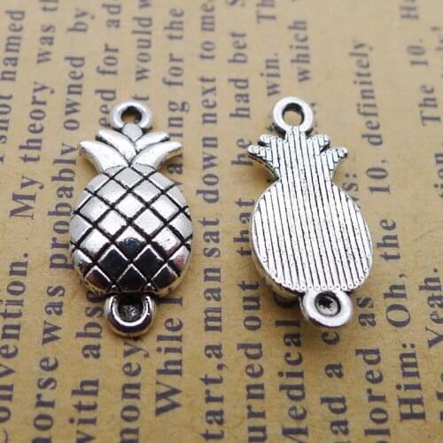 RAINXTAR Fashion Zinc Alloy Fruit Pineapple Connector Charms 10*20mm 20pcs AAC153