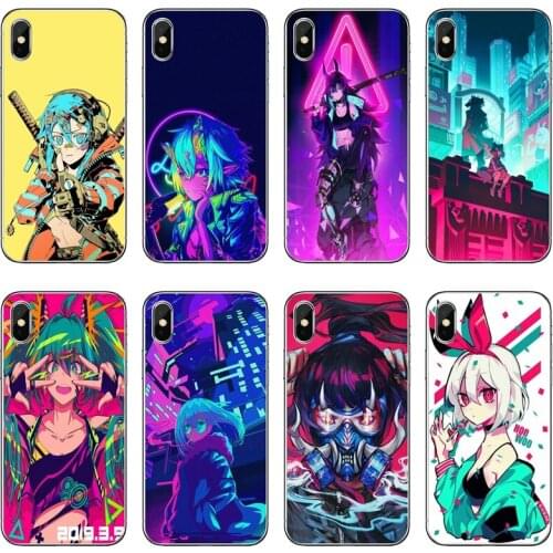 Neon Oni Girl Anime TPU Soft Phone Case For Xiaomi Mi 11 Note 10 10T 9 9T 8 Pro A2 Lite A3 A1 Poco F1 F2 M3 X3 NFC