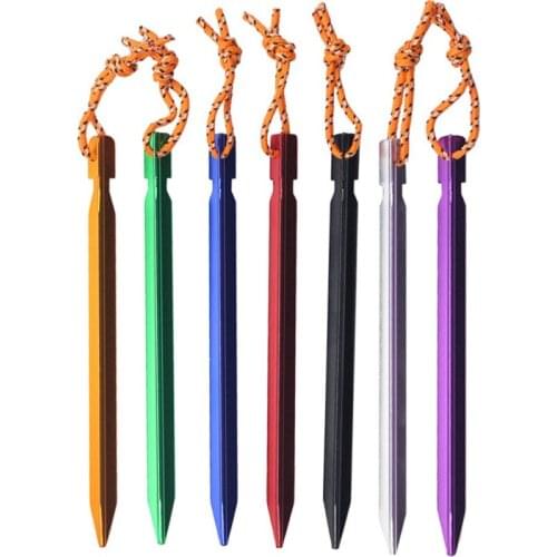 New 18cm Hiking Aluminument Tent Pegs Nails with Rope Stake Camping Equipment Outdoor Traveling Sand Ground Outdoor Accessories