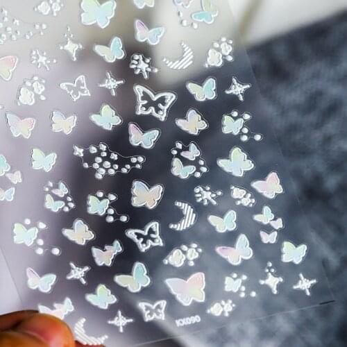 New 5D Engraved Nail Sticker Colorful Lovely Butterfly Moon Star Desgin Empaistic Nail Slide Decorations Manicure Z0488