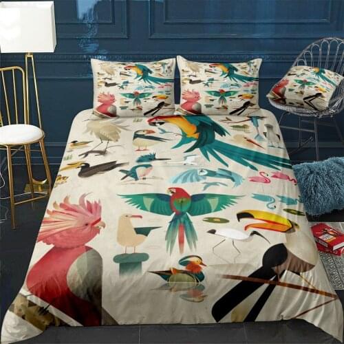 Birds Quilt Cover Pillowcase 3Piece Comforter Bedding Set With Pillow Case Single Double Duvet Cover Home Decora