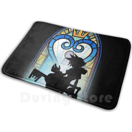 Window Heart Soft Non-Slip Mat Rug Carpet Cushion Sora Kingdom Hearts Heart Stained Glass Church Light Key Sword