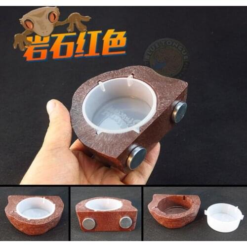 Resin magnetic suspension feeding pots feeder bowl dish for chameleon lizard or tortoise pet stone-like