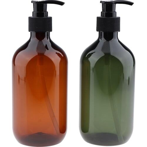 2Pcs Empty Translucent PET Shampoo Conditioner Refillable Pump Bottles Containers 500ml