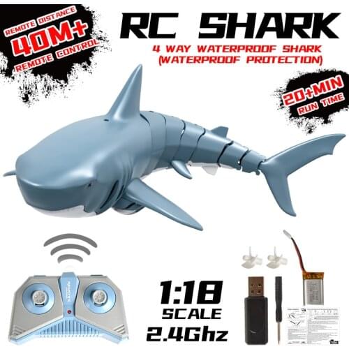 RC Shark Fish Boat 2.4G Radio Remote Control Durable Submarine Electronic Kids Toy Birthday Gift for Children Boys Girl