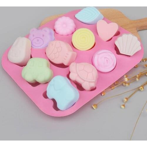 12 shapes Silicone Soap Mold Cake Baking Mould 3D Chocolate Supplies Baking Pan Tray Molds Candy Making Tool DIY Jelly mold