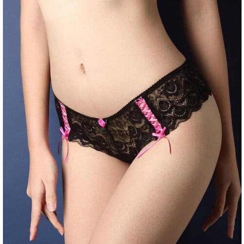 Elovegirl Women Sexy Lace Panties, Crotchless Low Waist Cotton Panties Transparent Underwear Women Thongs