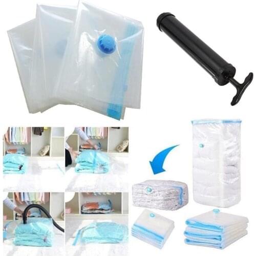 Vacuum Bags for Clothes Luggage Organizer Folding Compressed Storage Bag Space-saving Wardrobe Organizer Transparent