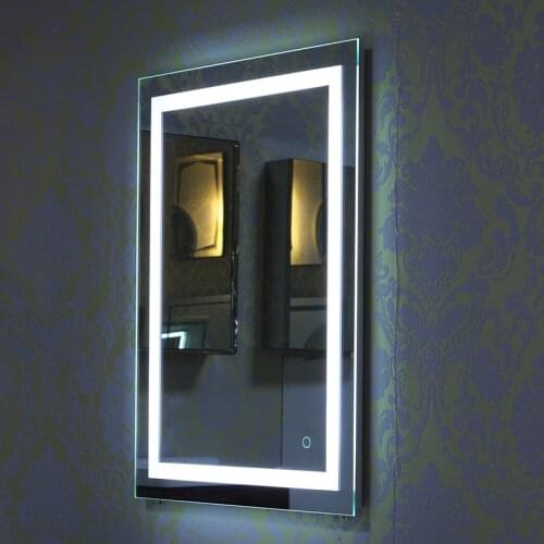 LED Bath Mirrors Anti Fog White Wall Vanity Cosmetic Mirror Touchable Wall Mounted Lighted Makeup Mirror For Home Bathroom