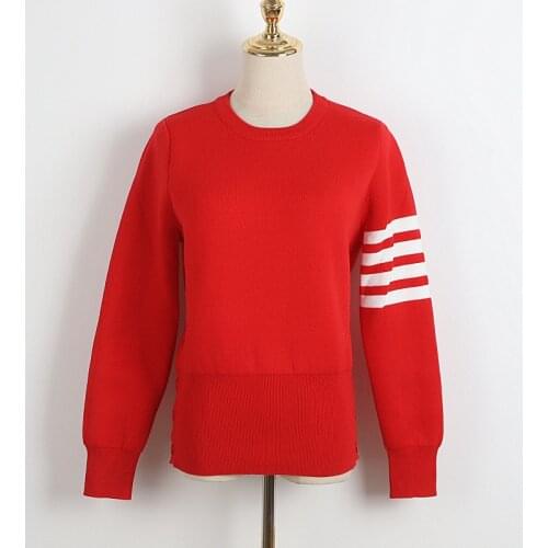 2021 Spring Sweater Long Sleeve Black Gray Red Crew Neck Kint Swaeter Womens