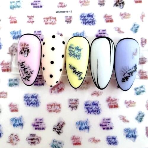 New 1 Sheet 3D colorful letter Nail Art Stickers mix shape for Nails Sticker Decorations Manicure Z0229
