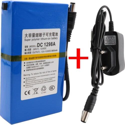 100% Durable DC 12V 9800 MAH High Capacity Lithium ion rechargeable battery AC Charger (US/EU Plug Hot Sale Promotion free drop