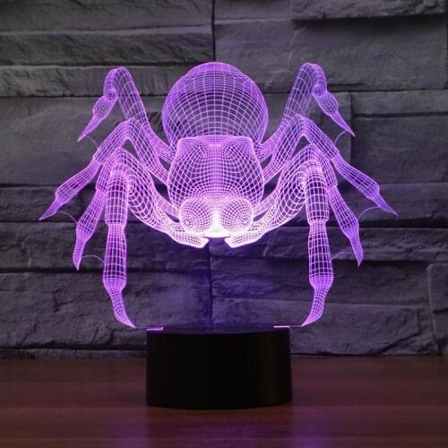 2017 foreign trade new spider 3D lamp seven color touch charge LED visual light gift celebration 3059