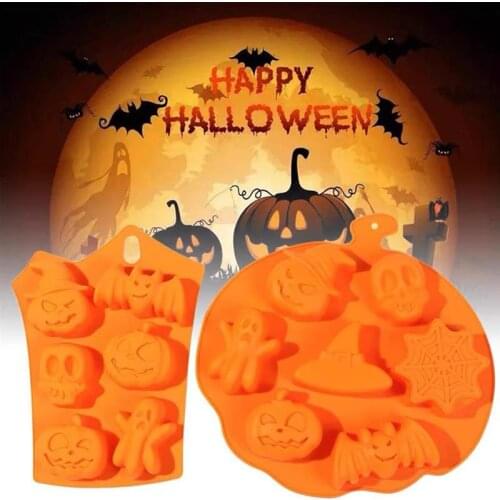 3D Cake Mold Halloween Broom Pumpkin Witch Silicone Fondant Soap Cupcake Candy Chocolate Decoration Baking Tool #20