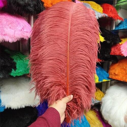 Hot 50 pcs High Quantity Wine Red 24-26inch/60-65cm "thick Stem" Male Ostrich Feathers DIY Jewelry Craft Making Decoration