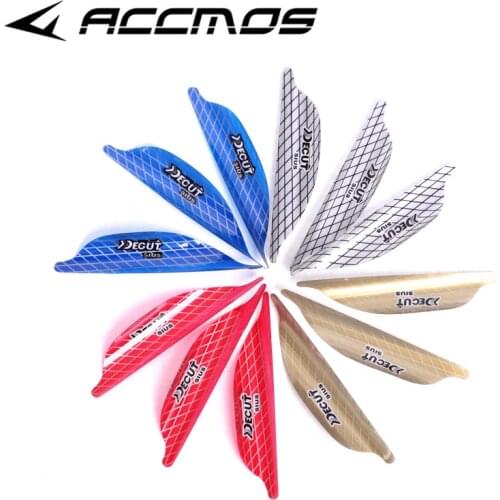 50pcs New Archery Spin Vanes 2 inch 1.75 inch 1.56 inch Spiral Feather RW DIY Arrow Archery With sticker Tape Arrow Accessories