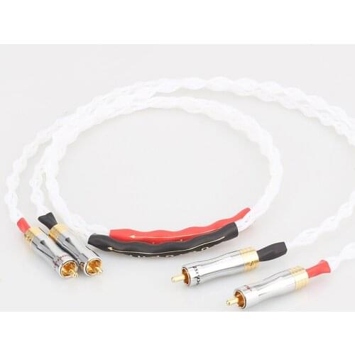 Audiocrast Pure Silver cable A082 Gold RCA 100% Purity Silver Interconnect Audio Cable HIFI Pure Silver RCA Cable Audiophile
