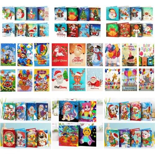 AZQSD DIY Diamond Painting Mosaic Greeting Card Special Shaped Christmas Cards Postcards Birthday Gift 2019 Full Set