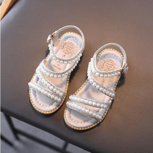 NEW New Summer Baby Girls Sandals Toddler Infant Kids Slip On Pearl Crystal Single Princess Shoes For Children Girl