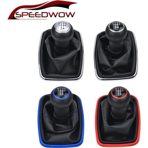 SPEEDWOW 5 Speed Gear Shift Knob Lever Shifter Gaitor Boot PU Leather For Volkswagen VW Golf MK4 GTI R32 Bora Jetta