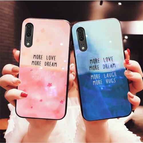 Phone Case For Samsung Galaxy A10 A20 A30 A50 A60 A70 Case Contrast color Tempered Glass Hard Cover For Samsung A80 A90 Casing