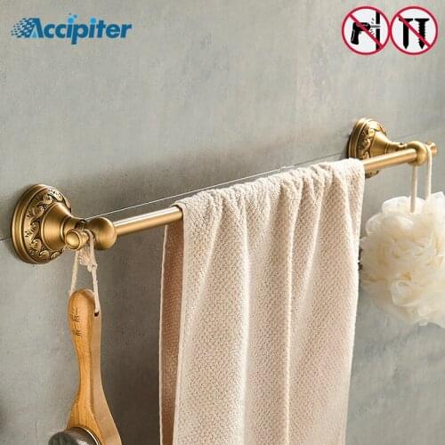 Nail free 50CM Towel bar Towel Holder Antique Metal Wall Mounted Bathroom Accessories Towel Rack Towel Shelf
