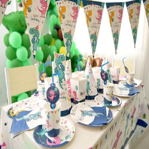 Dinosaur Theme Party Dinosaur Disposable Balloon Tableware Set Kids Boy Birthday Party Jungle Decoration Party Baby Shower Favor
