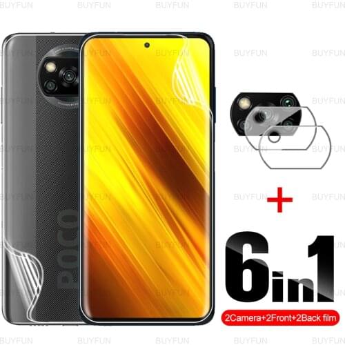 6in1 Front Back Hydrogel Film For xiaomi poco x3 nfc safety soft film for poco poko pocophone x3 pro x3 GT m3 m3pro f3 lens film