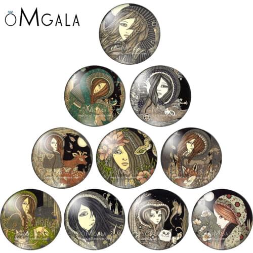 Artistic Conception Wooden Girl with Animals 10mm12mm/18mm/20mm/25mm Round photo glass cabochon demo flat back Making findings