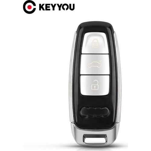 KEYYOU For Audi A6 C8 A7 A8 Q8 2017 2018 2019 2020 Fob Case Replacement 3 Buttons Remote Car Key Case Car Accessory