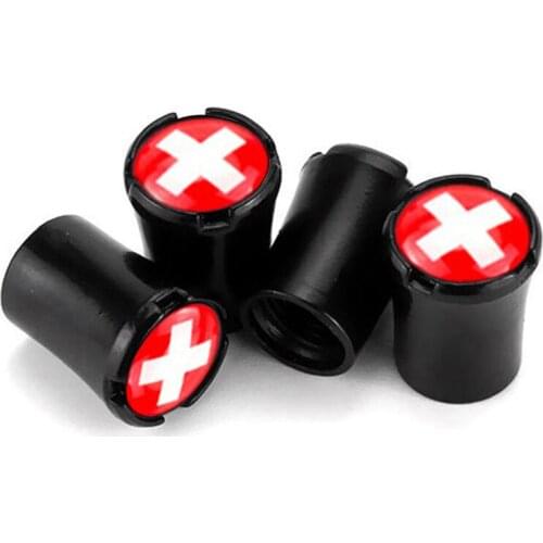 4pcs/Lot Switzerland Flag Car Tire Valve Caps For Infiniti Q50 FX37 FX FX35 Wheel Tires Air Dust Waterproof Screw Airtight Cap