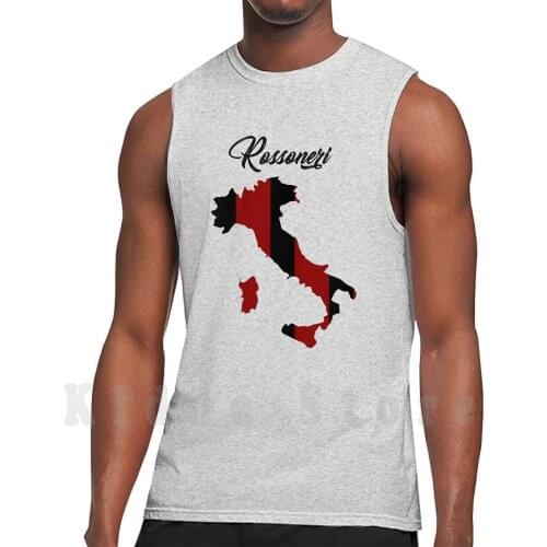 Red And Black Italy Rossoneri Tank Tops Vest Sleeveless Italy Italia Red Rossoneri Devil Il Diavolo Calcio Football