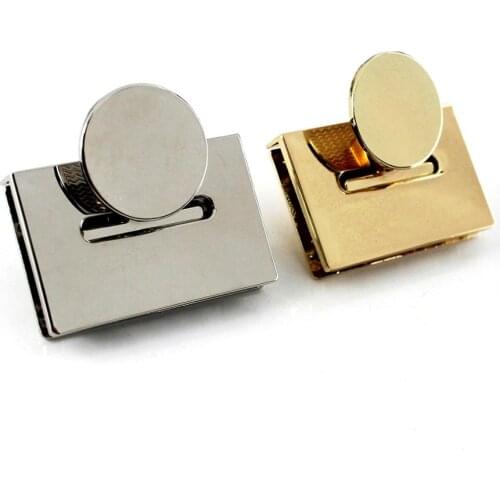 1x Metal Rectangle Push Lock Turn Lock Bag Briefcase Spring Lock Snap Decorative Clasps Closure Leather Craft Hardware Accessory