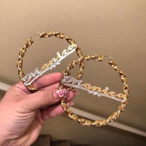 Fashion Custom Name Earrings Hoop Earrings for Women Gold Heart earrings Set Dropshipping